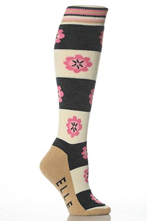 Ladies 1 Pair Elle Winter Activity and Ski Socks In 4 Designs Stars