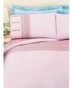 Elle Stripe Double Duvet Cover Set - Pink