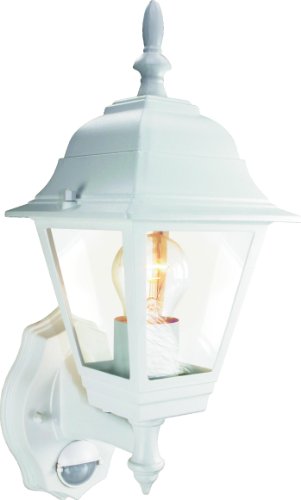 ELRO Byron Elro GLS / 23W ES 4-Panel Wall Lantern with PIR Motion Detector, White, 100w, ES94W