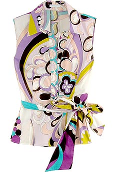 Emilio Pucci Gea print sleeveless polo style top