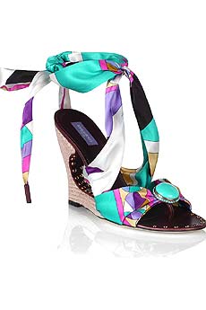 Emilio Pucci Prestige satin scarf wedge sandals