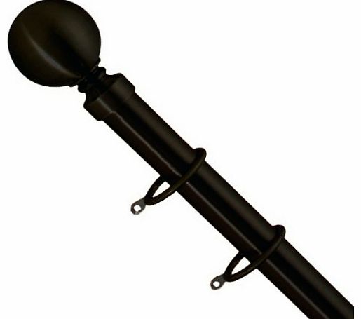 Lifestyle 25 - 28mm Telescopic Extendable Metal Ball Curtain Pole Set, Black, 120 - 210 Cm