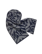 Emporio Armani All-Over Logo Knit Long Scarf