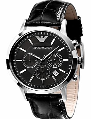 Emporio Armani AR2447 Round Dial Black Leather