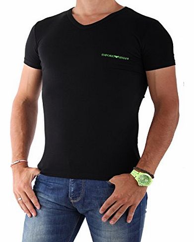 Eagle Stretch Cotton V-Neck T-Shirt, Black Black Small