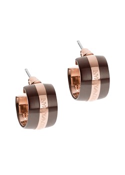 Ladies Steel and Rose Gold Huggie