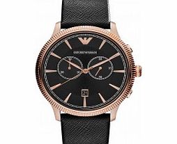 Emporio Armani Mens Alpha Black and Rose Gold