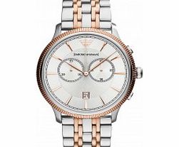 Emporio Armani Mens Alpha Silver and Rose Gold