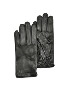 Emporio Armani Mens Logo Stamped Black Nappa Leather Gloves