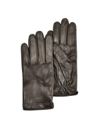 Emporio Armani Mens Logo Stamped Dark Brown Nappa Leather