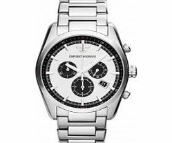 Emporio Armani Mens New Tazio Chronograph Silver