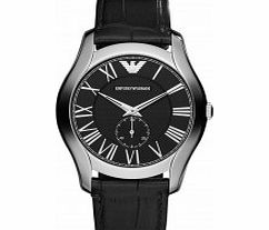 Emporio Armani Mens New Valente Black Leather