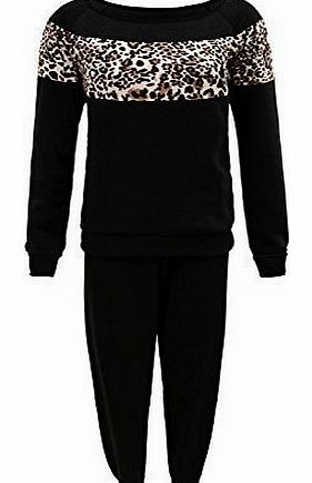 Envy Boutique  WOMENS LADIES CELEB JESSICA WRIGHT JOGGING SUIT BLACK LEOPARD PRINT TRACKSUIT BLACK ML