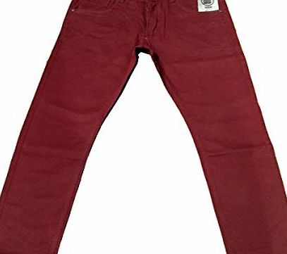 Enzo New Enzo 989 EZ182 Jeans Burgundy Red Skinny Fit Trouser Chino Designer Denim Mens Smart (32 Regular)