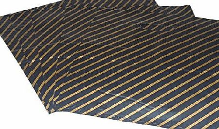 EPOSGEAR 100 Pack Large Black amp; Gold Striped Punch Handle Plastic Carrier Bags 27cm x 32cm