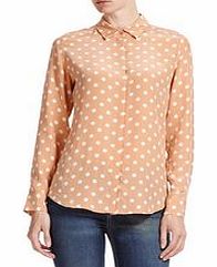 Polka dot pure silk peach shirt