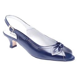 Female Santiago Leather Upper Comfort Sandals in Navy, Stone