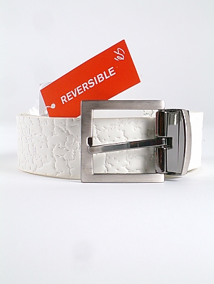 Es SLICK LEATHER BELT 5140000505140 - WHITE/SILVER