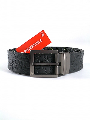 Es SLICK LEATHER BELT 5140000505582 - BLACK/SILVER