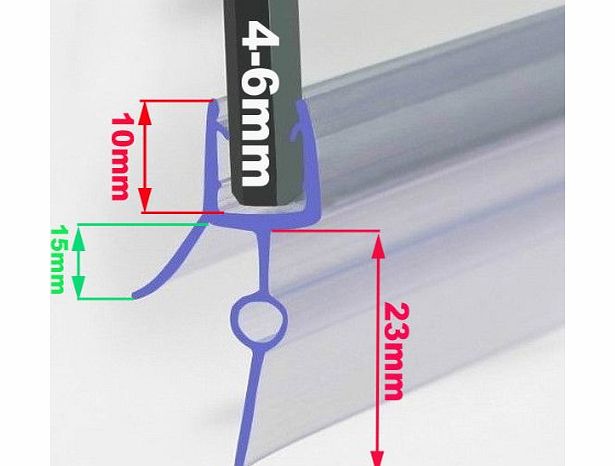 Eshoppables Bath Shower Screen Door Seal Strips 4-6mm Glass Door 16-23mm Gap Curved Flat