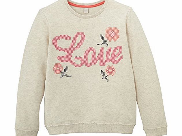 Esprit Girls 094EE7J002 Sweatshirt, Off-White (White Sand Melange), 2 Years (Manufacturer Size:92 )