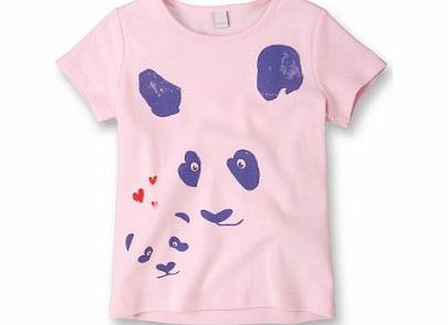 Esprit Girls Panda Print Short Sleeve T-Shirt Fruity Orange Melange 6 Years