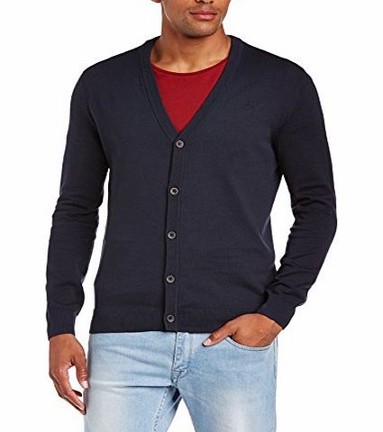 Esprit Mens 994EE2I903 Button Front Long Sleeve Cardigan, Dark Night Blue, Large