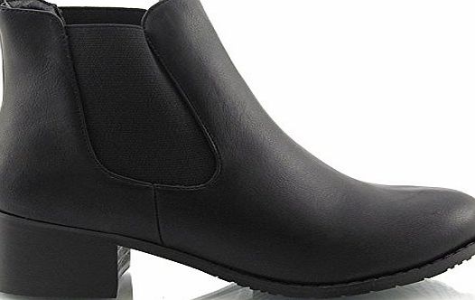 ESSEX GLAM NEW WOMENS VINTAGE CHELSEA PIXIE LOW HEEL LADIES WINTER ELASTICATED ANKLE BOOTS SIZE 3 4 5 6 7 8 (UK 6 / EU 39 / US 8, BLACK FAUX SUEDE)