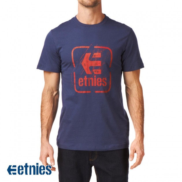 Mens Etnies Stack Wreck T-Shirt - Harbor Blue