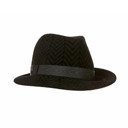 Eugenia Kim Black Herringbone Fedora with Ribbon