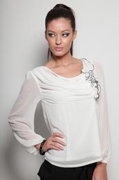 Eva Chiffon Contrast Frill Ruffle Blouse