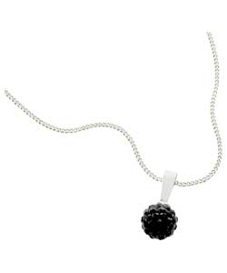 Evoke Sterling Silver Black Crystal Ball Pendant