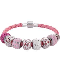 Evoke Sterling Silver Pink Charm Bracelet