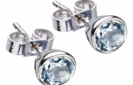 9ct White Gold & Aquamarine Stud Earrings