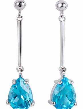 9ct White Gold Long Drop Blue Topaz Drop