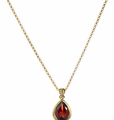 9ct Yellow Gold Bead Garnet Pendant Necklace