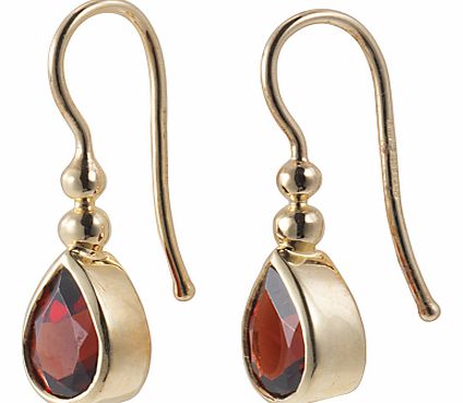 9ct Yellow Gold Garnet Bead Drop Earrings