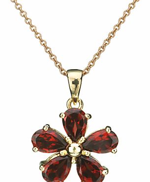 Red Garnet Flower Pendant