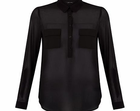 Exclusives Black Popcorn Textured Long Sleeve Blouse 3349831