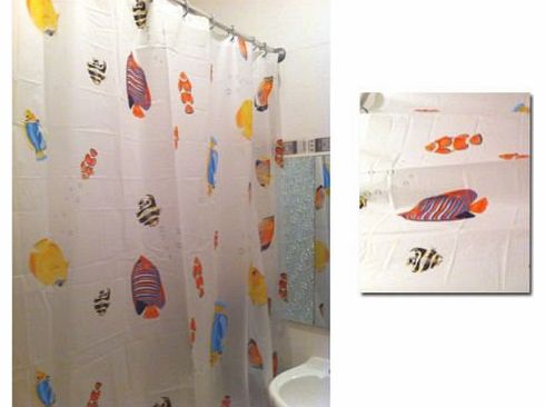 Express trading NEW QUALITY FISH DESIGN PEVA BATHROOM BATH SHOWER CURTAIN WITH HOOKS 180 x 200cm