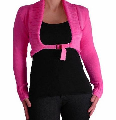 Eye Catch Chiara Cardigan Scoop Neck Buckle Knit Stretch Cardi One Size Fushia