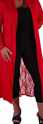 Eye Catch Eyecatch - Ariana Ladies Open Cardi Womens Lace Back Plus Size Cardigan Red Size 16-18