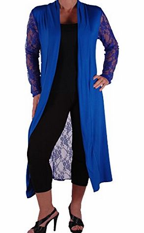 Eye Catch Eyecatch - Ariana Ladies Open Cardi Womens Lace Back Plus Size Cardigan Royal Blue Size 16-18