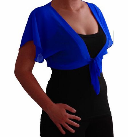 Eye Catch EyeCatch - Dixie Womens Crepe Short Bolero Shrug Wrap Cardi One Size Royal Blue