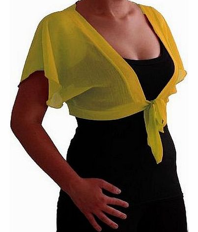 Eye Catch EyeCatch - Dixie Womens Crepe Short Bolero Shrug Wrap Cardi One Size Yellow