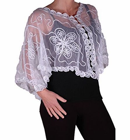 Eye Catch EyeCatch - Elegant Ladies Chiffon Poncho Bolero Shrug Cardigan Top One Size Black Bronze