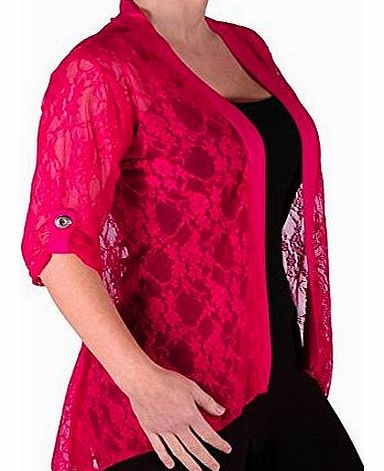 Eye Catch Eyecatch - Emily Ladies Elegant Lace Cardi Womens Plus Size Cardigan Size Fushia Size 16