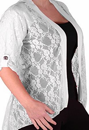 Eye Catch Eyecatch - Emily Ladies Elegant Lace Cardi Womens Plus Size Cardigan Size White Size 18