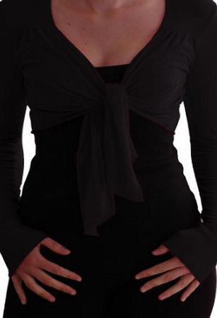 Eye Catch EyeCatch - Genevieve Long Sleeve Cardi Shrug Wrap Tie Front Bolero Black S/M