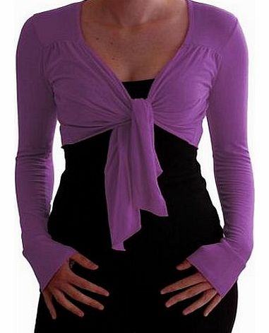 Eye Catch EyeCatch - Genevieve Long Sleeve Cardi Shrug Wrap Tie Front Bolero Lilac M/L